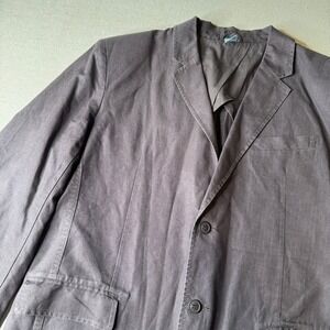 French Connection Men's Brown Linen Cotton Casual Blazer Size 46 Earthy Natural